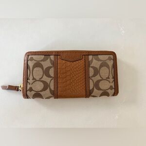 Coach Brown and Tan Signature Wallet